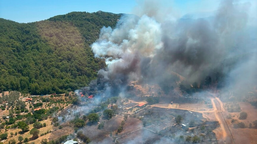 Fethiye ve Antalya'da çıkan orman yangınlarına müdahale ediliyor