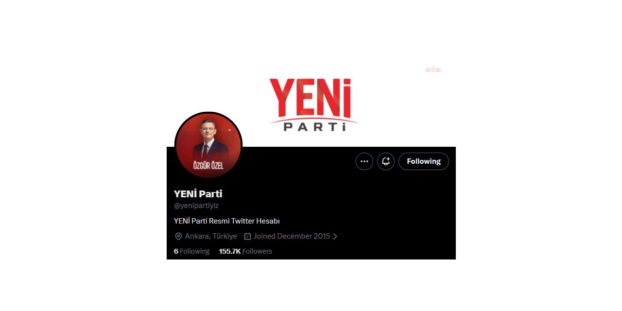 YENİ Parti'nin resmi X hesabı duyuruldu