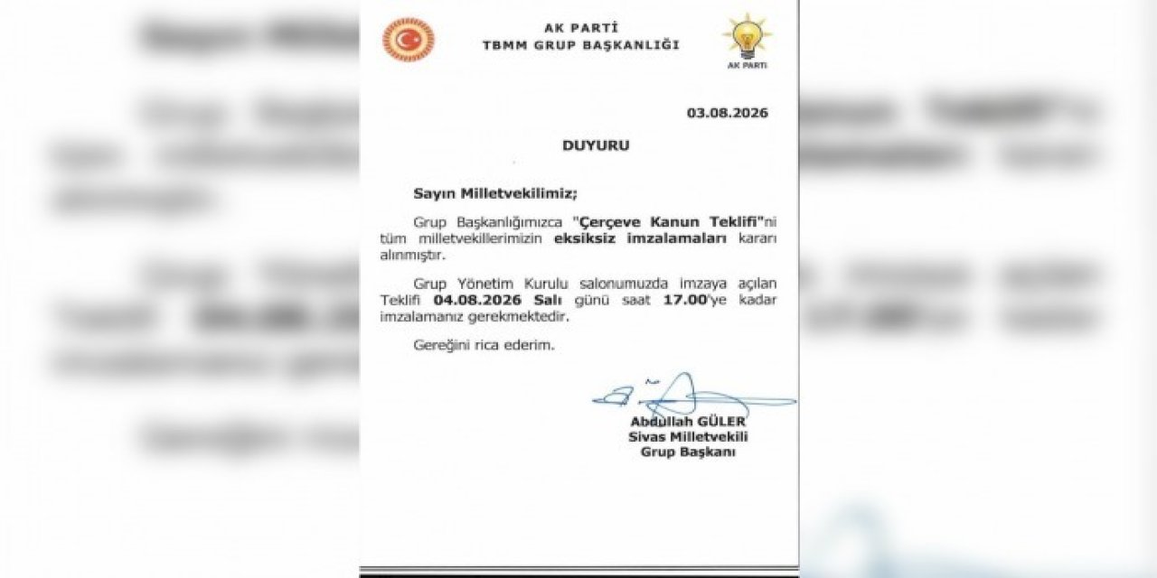 ‘Çerçeve yasa’ taslağı Meclis'te imzaya açıldı