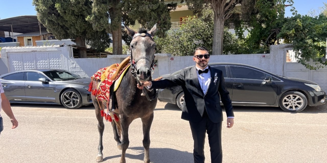 Atla gelin almaya giden damadın planını trafik bozdu