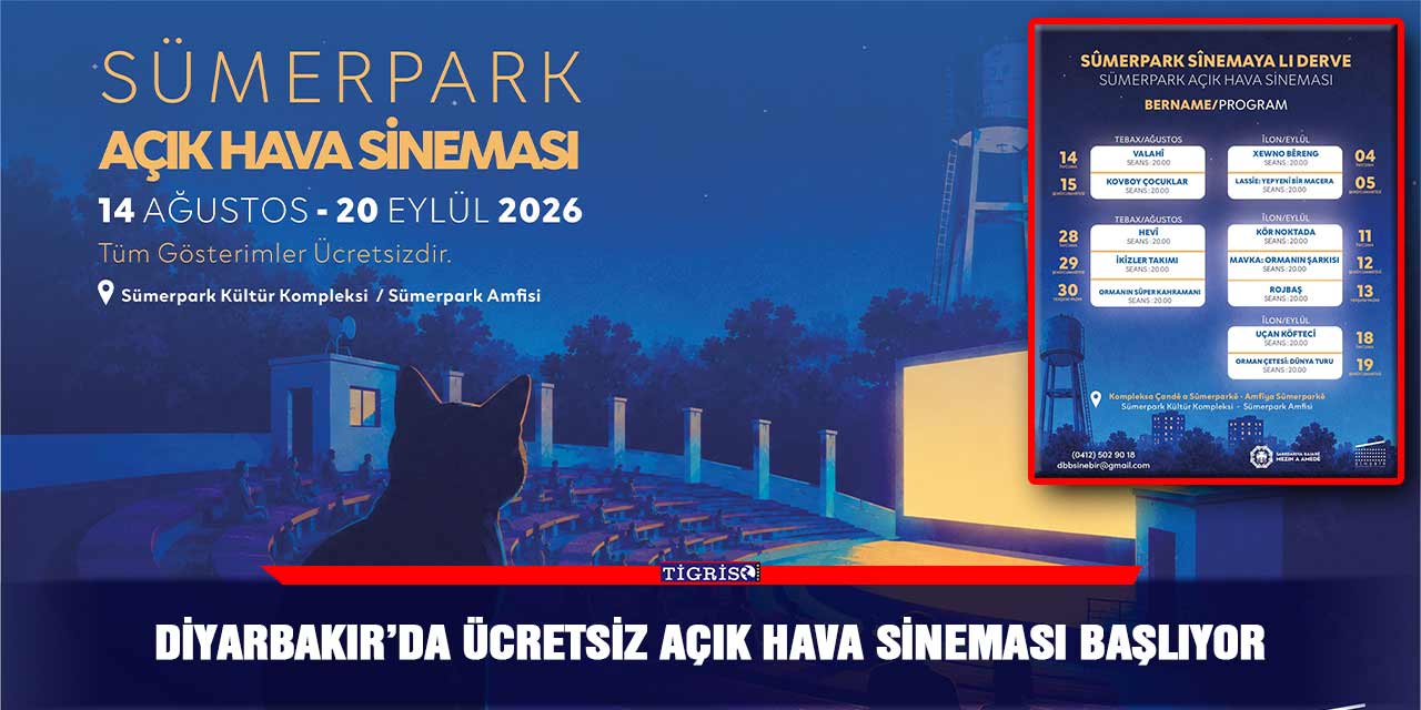 Diyarbakır’da ücretsiz açık hava sineması başlıyor