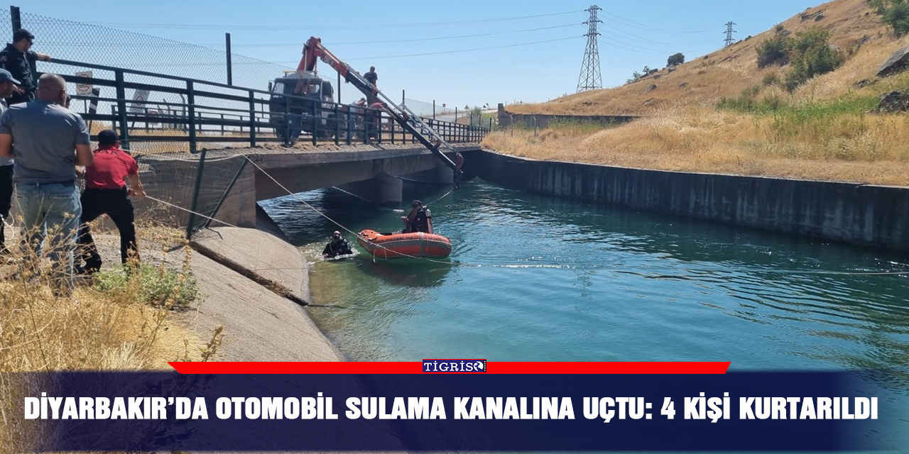 Diyarbakır’da otomobil sulama kanalına uçtu: 4 kişi kurtarıldı