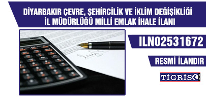 Diyarbakır Çevre, Şehircilik ve İklim Değişikliği İl Müdürlüğü Milli Emlak İhale İlanı
