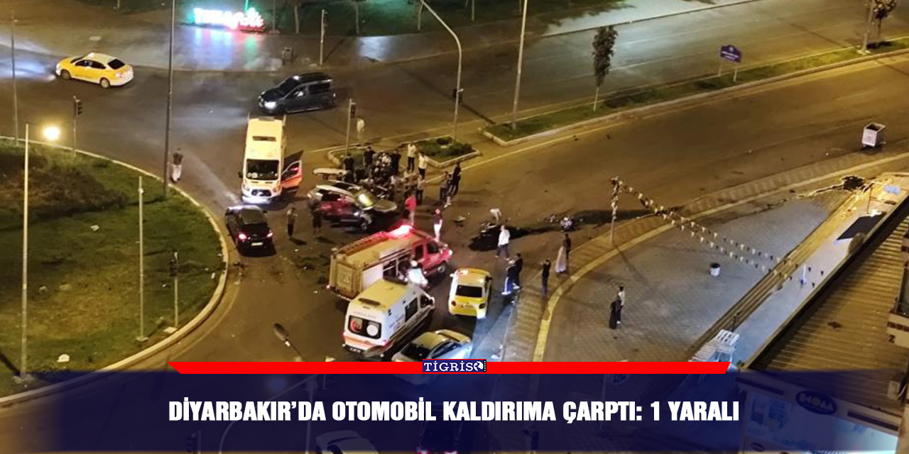 Diyarbakır’da otomobil kaldırıma çarptı: 1 yaralı