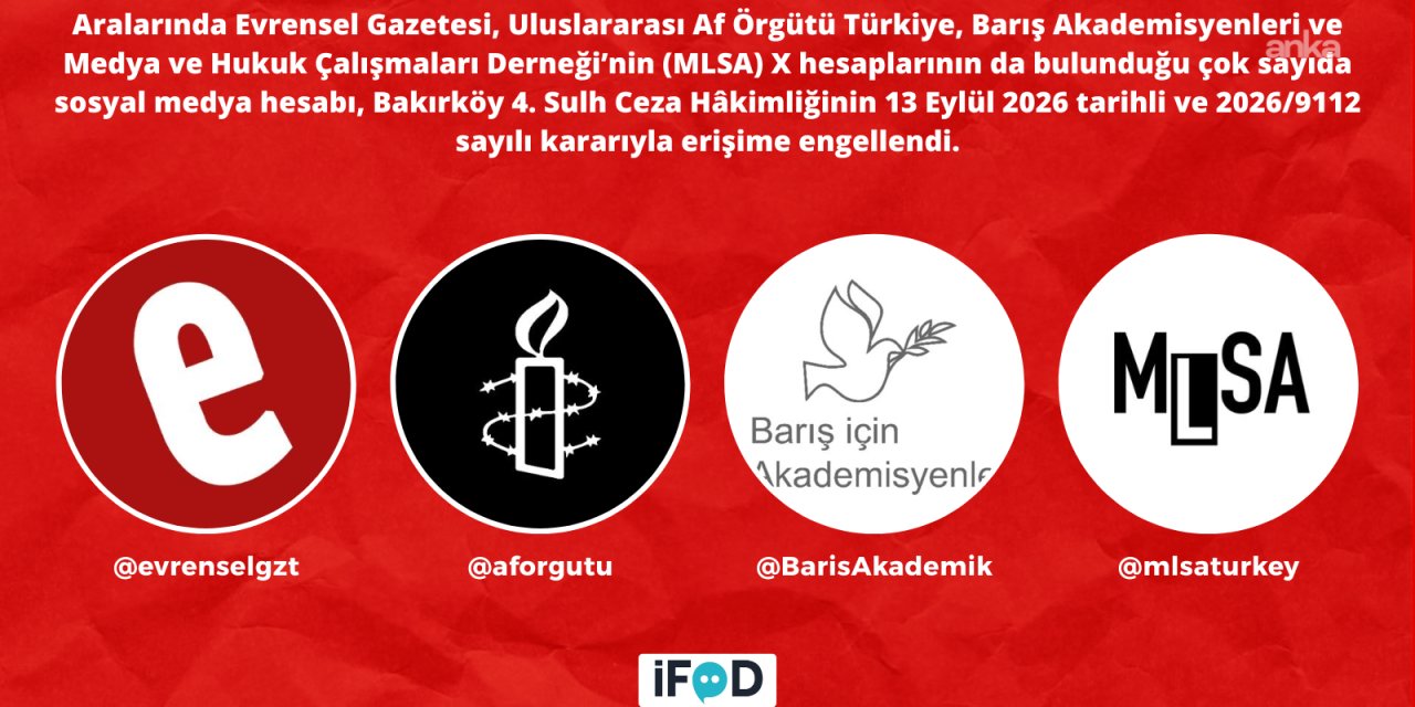 Evrensel, Af Örgütü, Barış Akademisyenleri ve MLSA hesaplarına erişim engeli