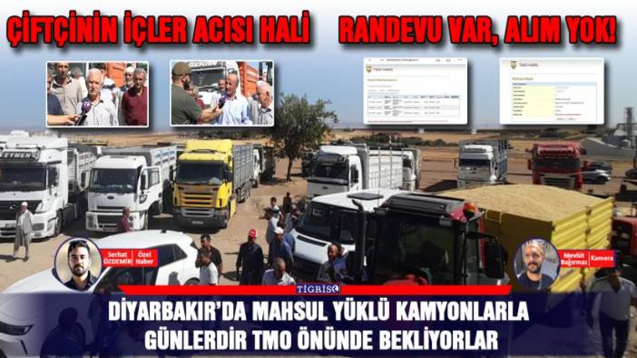 Diyarbakır’da mahsul yüklü kamyonlarla günlerdir TMO önünde bekliyorlar