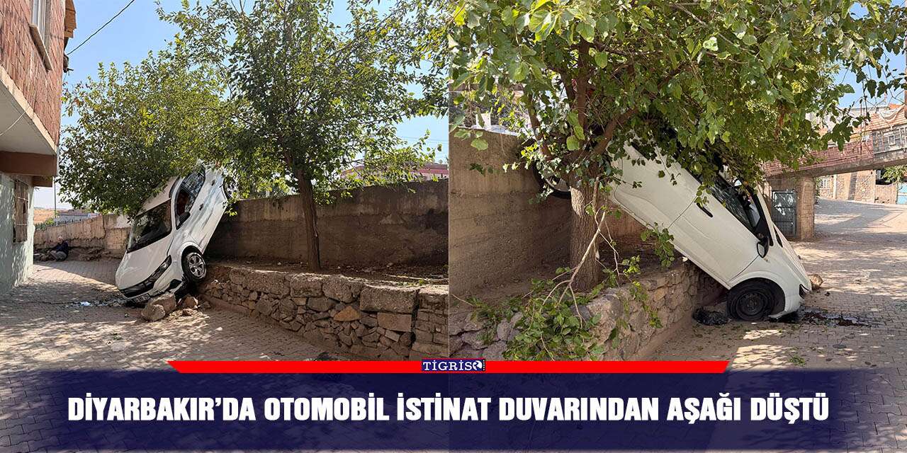 Diyarbakır’da otomobil istinat duvarından aşağı düştü