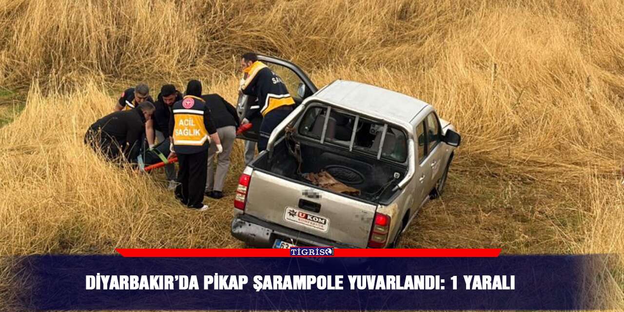 Diyarbakır’da pikap şarampole yuvarlandı: 1 yaralı
