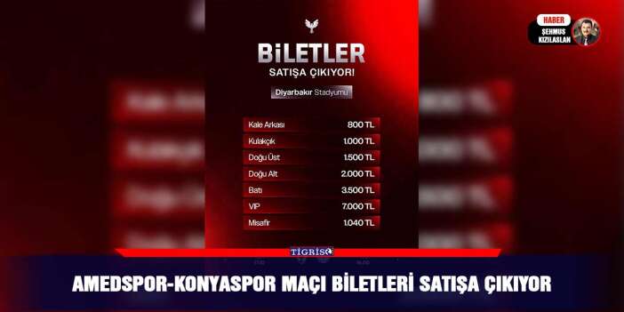 Amedspor-Konyaspor maçı biletleri satışa çıkıyor