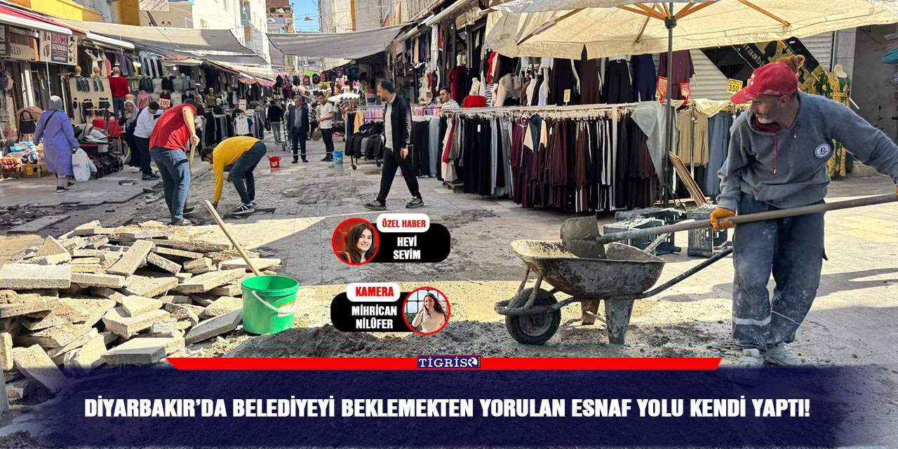 Diyarbakır’da belediyeyi beklemekten yorulan esnaf yolu kendi yaptı!