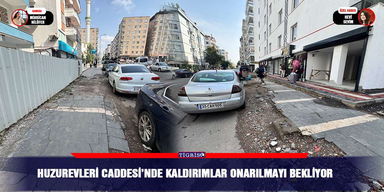 Huzurevleri Caddesi’nde kaldırımlar onarılmayı bekliyor