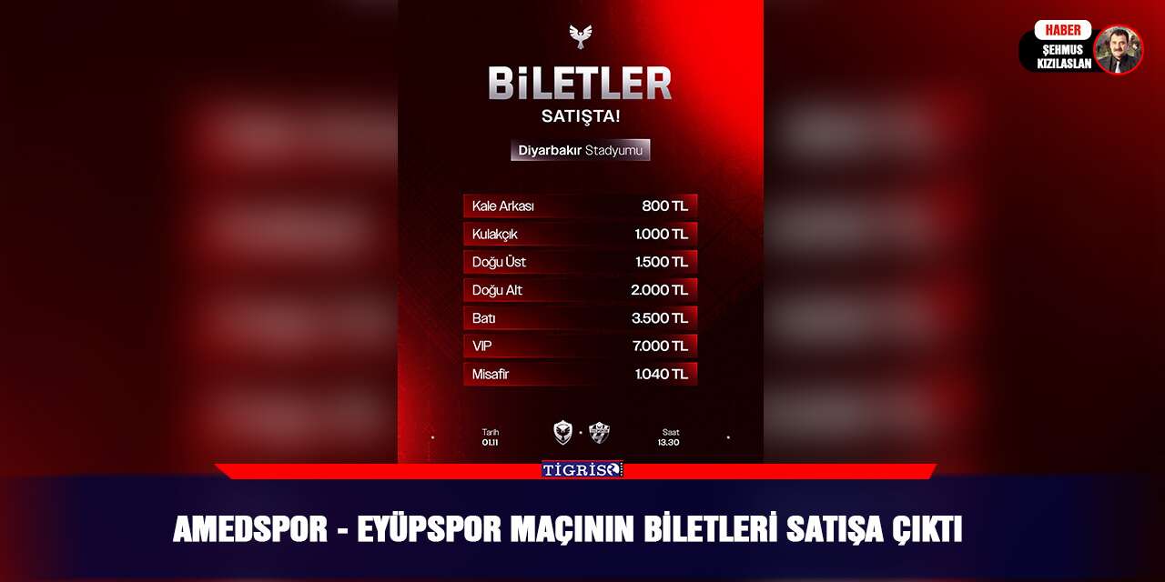 Amedspor - Eyüpspor maçının biletleri satışa çıktı