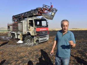 YANGINA MÜDAHALE EDEN İTFAİYE ARACI YANDI