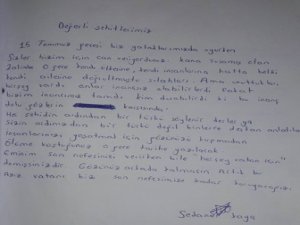 Erganili öğrencilerden 15 Temmuz şehitlerine mektup