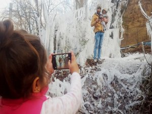 Beytüşşebap’ta buz tutan ağaçlar kartpostallık görüntü oluşturdu