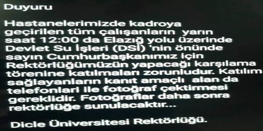Dicle Üniversitesi: 'Cumhurbaşkanı'nın karşılanması' mesajı ile ilgimiz yok