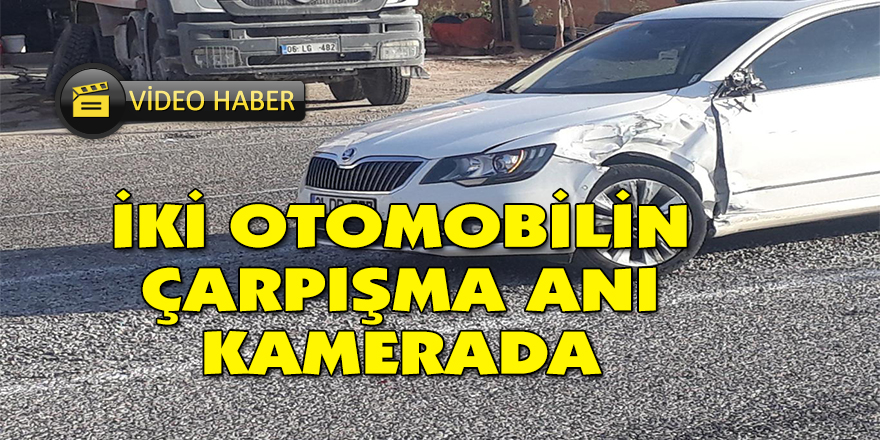 İki otomobilin çarpışma anı kamerada