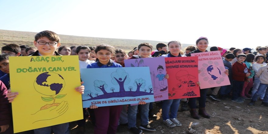 Mardin'de öğrenciler 2 bin fidan dikti