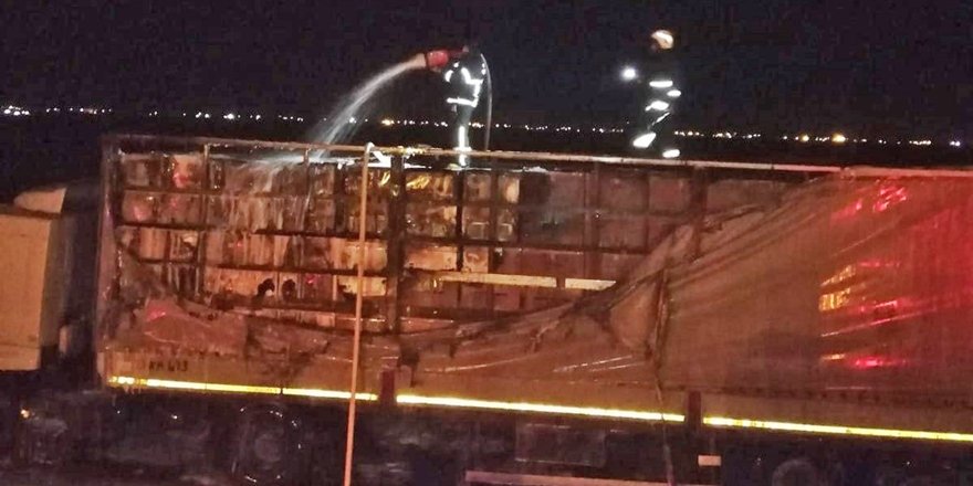 Mardin'de seyir halindeki tır alev aldı
