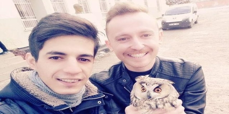 Diyarbakır’da boynuzlu baykuşla selfi