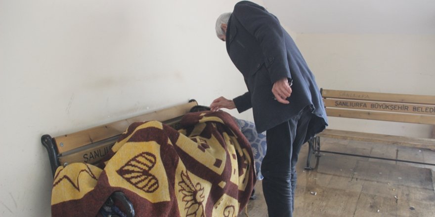 Şanlıurfa'da evsiz adam kış ortasında bankta sabahlıyor