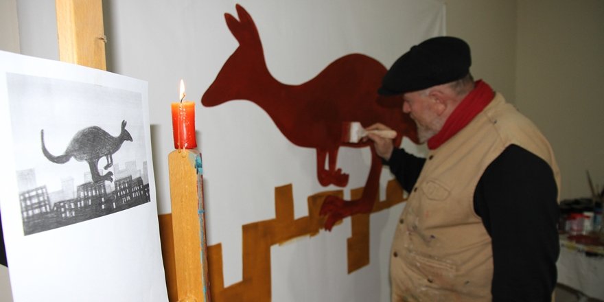 Mardinli ressam Şerif Kino, Avustralya’daki yangınlara dikkat çekti